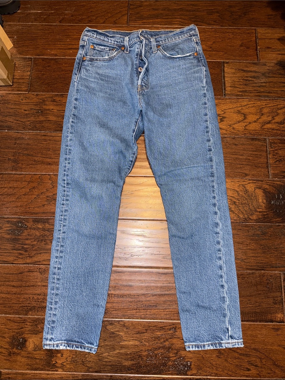 Levi's Medium Blue High-Rise Straight-Leg Jeans